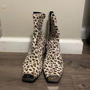 CK COLLECTION fur cheetah bootie w square toe